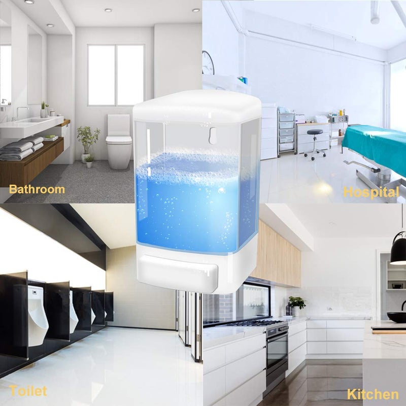 Evhome Manual Soap Dispenser Wall Mount Hand Sanitizer Dispenser 33.8oz Commercial Soap Dispenser for Bathroom Kitchen Restaurant School, Shampoo Dispenser for Liquid Gel Chamber 1000ml-trans - Image 4